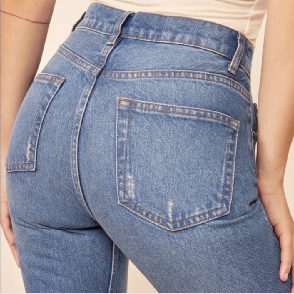 🌹♻️🇺🇲REFORMATION- Cigarette HIGH Waist JULIA JEAN Mom Straight Slim